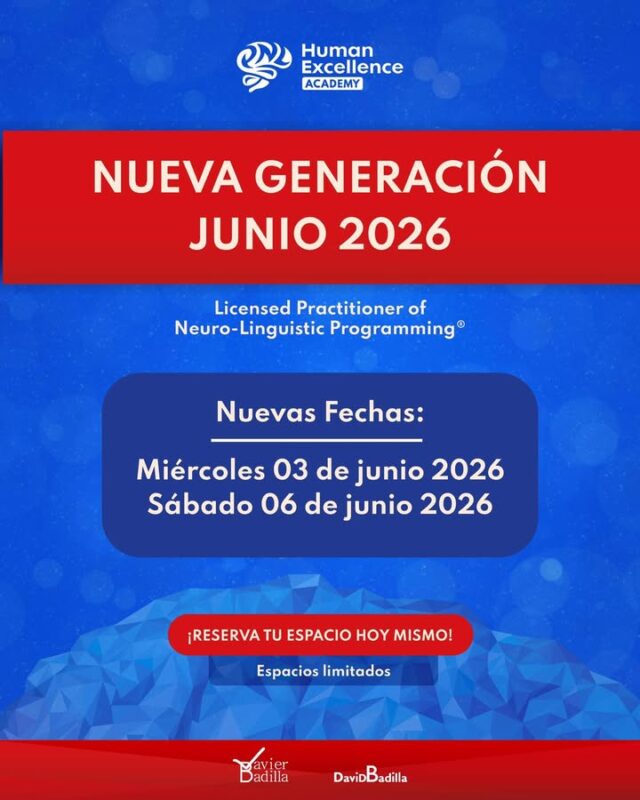 🚀 NUEVA GENERACIÓN – JUNIO 2026

¿Listo para llevar su vida al siguiente nivel?

🎓 Practitioner en Programación Neurolingüística (PNL)

Una formación diseñada para transformar su manera de pensar, comunicarse y lograr resultados reales.

📅 Inicio:
Miércoles 03 de junio
Sábado 06 de junio

⚠️ Cupos limitados

🔥 Reserve su espacio hoy mismo

📩 Escríbanos por mensaje directo y le enviamos toda la información

#PNL #DesarrolloPersonal #CrecimientoPersonal #NeuroLiderazgo #Metas #TransformaciónPersonal